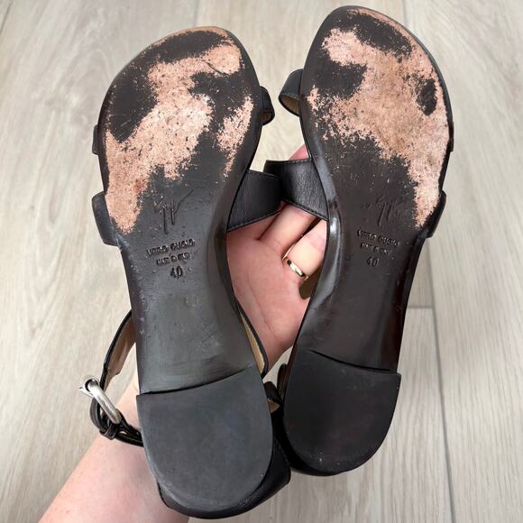 Giuseppe Zanotti Brown Leather Buckle Sandals Size 10 - Picture 9 of 13